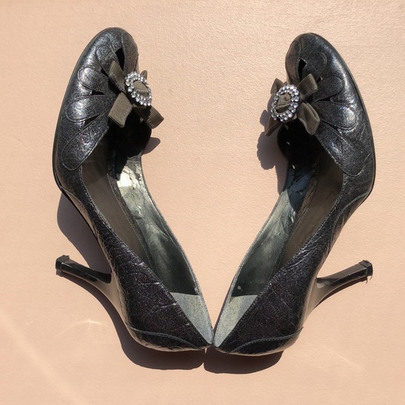 Dark Grey/Black Metallic Pump 👠 Nine West - Picture 6 of 8